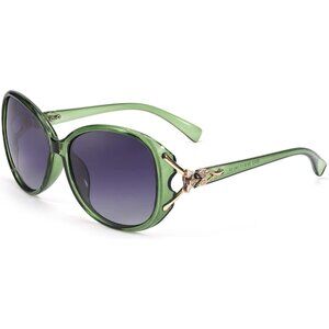 Women's Green Trendy Frame Shades Eyes Protection Polarized Sunglasses